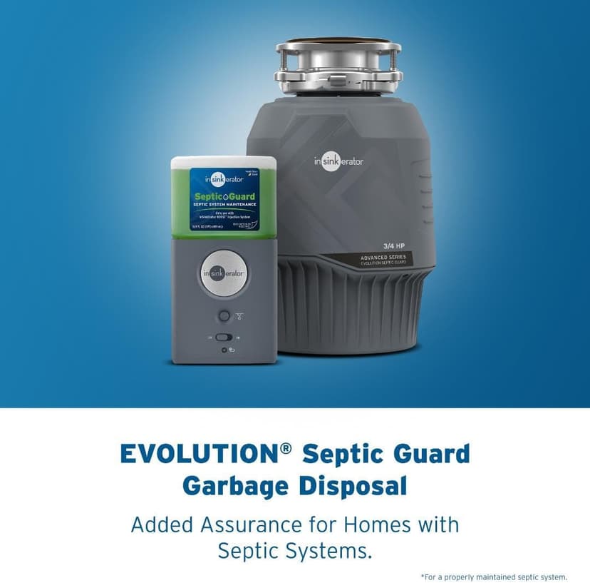 InSinkErator Evolution Septic Guard 3/4 HP Garbage Disposal, Advanced Series EZ Connect Continuous Feed Food Waste Disposer BOOST System with Septic Guard