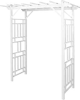Dura-Trel Wellington Arbor, Vinyl Garden Archway for Outdoors, White, 72" x 85" - Backyard Decorative Arch for Pathways & Entrances w/ Trellis Sides for Climbing Plants, Vines & Flowers