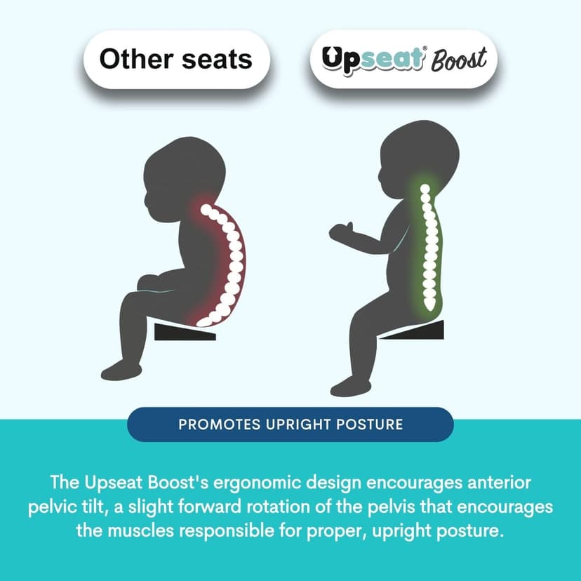 Upseat Boost Ergonomic Toddler Booster Seat for Dining Table, Developed with Physical Therapists to Encourage Posture, 3-Point Harness, Easy to Wipe Clean, and Lightweight Gray