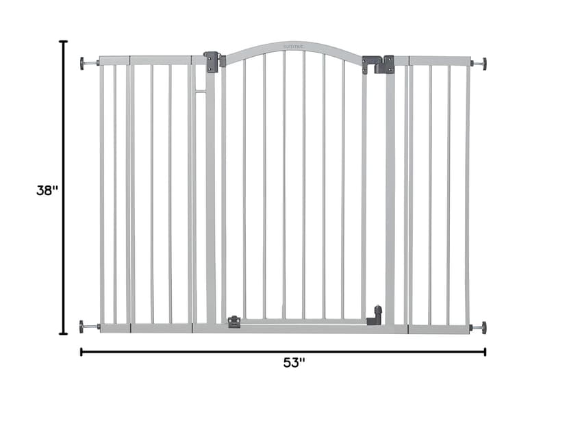 Summer Infant Extra Tall & Wide Safety Pet and Baby Gate, 29.5"-53" Wide, 38" Tall, Pressure or Hardware Mounted, Install on Wall or Banister in Doorway or Stairway, Auto Close Walk-Thru Door - Gray