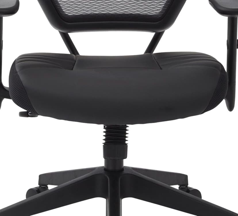 Space Seating Professional AirGrid Dark Back and Padded Black Eco Leather Seat, 2-to-1 Synchro Tilt Control, Adjustable Arms and Tilt Tension with Nylon Base Managers Chair