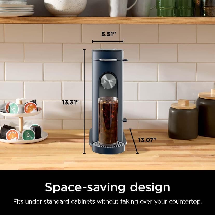 Ninja Pods & Grounds Single-Serve Coffee Maker, K-Cup Pod Compatible, 56-oz. Reservoir, 6-oz. Cup to 24-oz. Travel Mug Brew Sizes, Iced Coffee Maker, Navy, PB041NV
