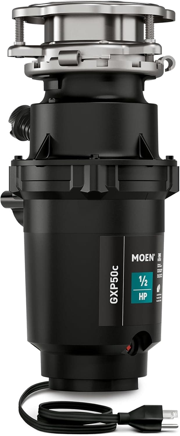 Moen Prep Series PRO 1/2 HP Continuous Feed Compact Garbage Disposal, Power Cord Included, GXP50C