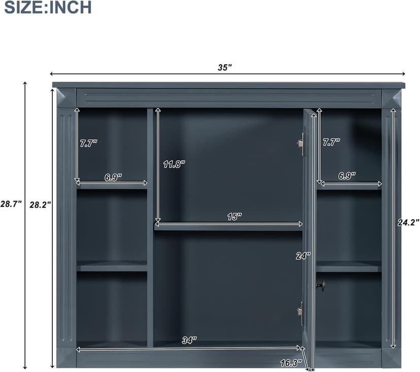 Merax 36" Bathroom Vanity with Sink, 36" Bathroom Vanity Cabinet with Matching Mirror Medicine Cabinet, Bathroom Storage Set (Blue)