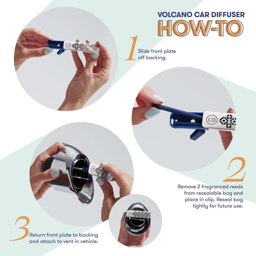 Capri Blue Volcano Fragranced Car Diffuser with Refills - Volcano Car Air Freshener Diffuser - Includes Tropical Fruit Scented Refills
