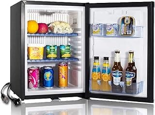 SMETA 12 Volt Refrigerator 12v 1.2 cuft RV Mini Fridge with Lock Truck Refrigerator DC 12V|110V Compact Small Fridge for Freightliner Cascadia Wheeler Trucker Drivers, Camper, Boat, Marine