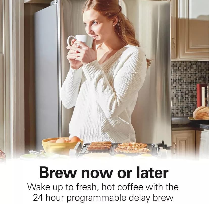 Hamilton-Beach 12-Cup Programmable Hot & Iced Coffee Maker, 950W Electric Drip Machine with Dishwasher-Safe Parts, 24-Hour Delay Brew, Touch-Activated Display for Regular Bold Iced Coffee Auto-Off.