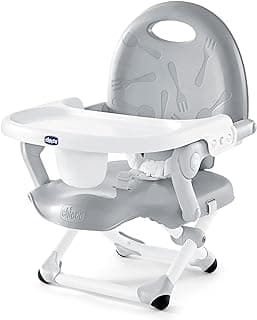 Chicco Pocket Snack Portable Booster Seat for Babies and Toddlers with 3 Height Adjustments, Secure Attachment to Dining Chairs, Easy-to-Clean, for Children up to 50 lbs. | Grey/Grey