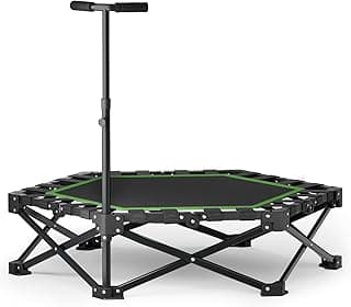 East Mount 42" Folding Fitness Trampoline for Adults, Foldable Mini Trampoline with Handle, Exercise Rebounder, Small Trampoline for Adults, Max Load 440lbs, for Indoor Garden Workout’
