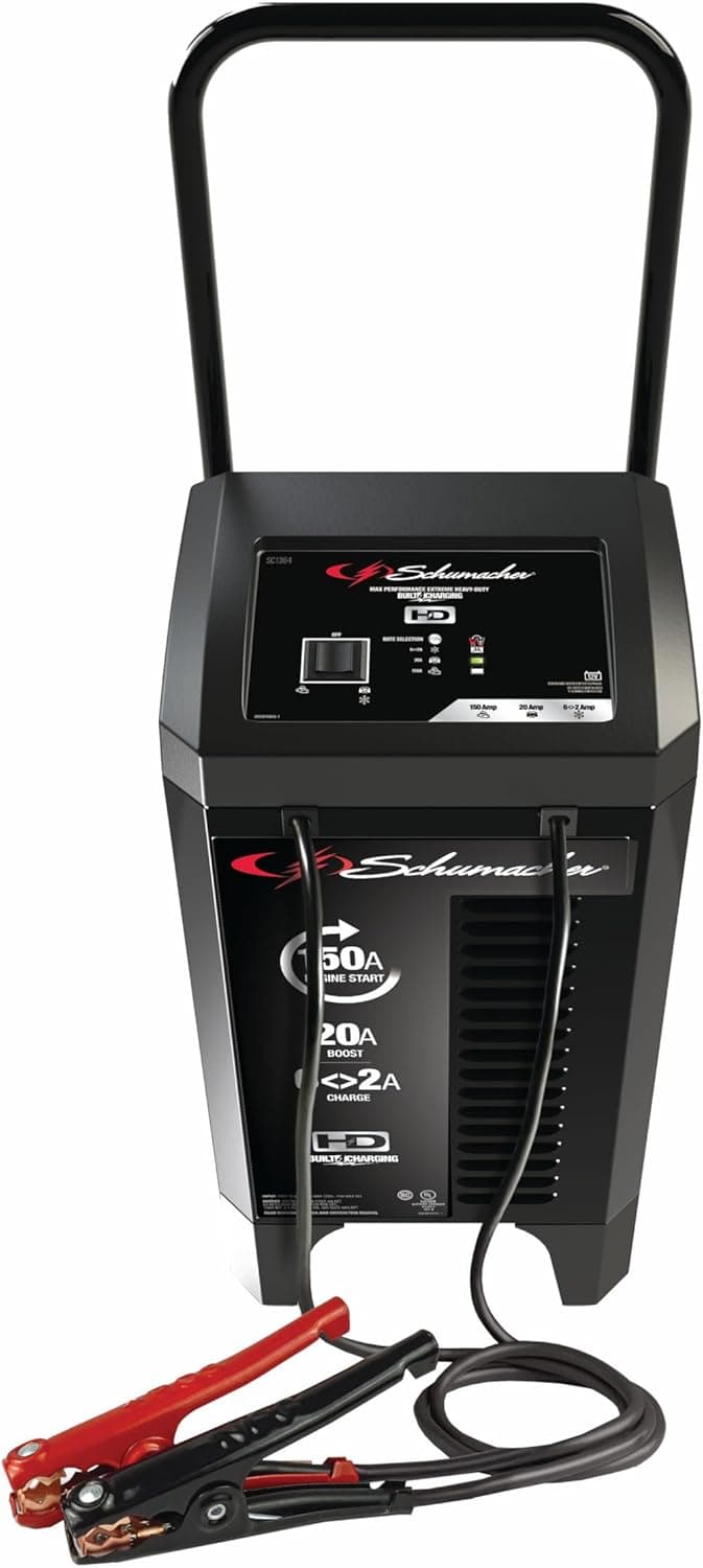 Schumacher Electric 150A 12V Wheeled Battery Charger/Engine Starter for Cars, Trucks & RVs - Automatic Car Battery Charger/Maintainer - with 20A Boost Mode & 6A Charge / 2A Maintain Mode - SC1364