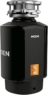 Moen Host Series 3/4 HP Continuous Feed Garbage Disposal with Sound Reduction for Kitchen Sink, Power Cord Included, GXS75C