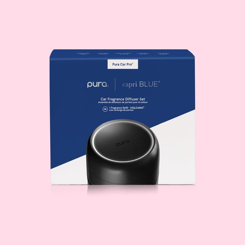 Capri Blue Volcano Pura Car Pro Diffuser Set - Includes Pura Car Pro Diffuser and Capri Blue Volcano Air Freshener Refills - Scented with Notes of Tropical Fruits & Sugared Citrus