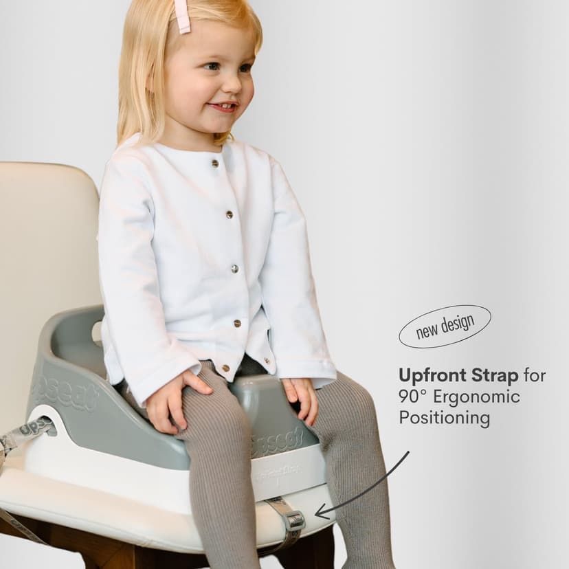 Upseat Boost Ergonomic Toddler Booster Seat for Dining Table, Developed with Physical Therapists to Encourage Posture, 3-Point Harness, Easy to Wipe Clean, and Lightweight Gray