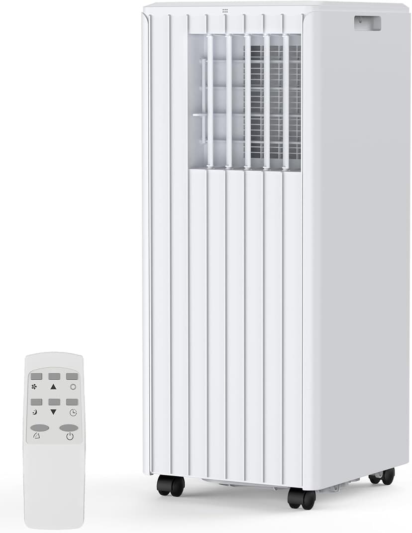 8,000 BTU Portable Air Conditioner for Indoor Rooms, 3-In-1 AC Unit for Bedroom 250-350 Sq.Ft, Dehumidifier, Fan, Sleep Mode, 24 Timer, Remote Control, Window Kits
