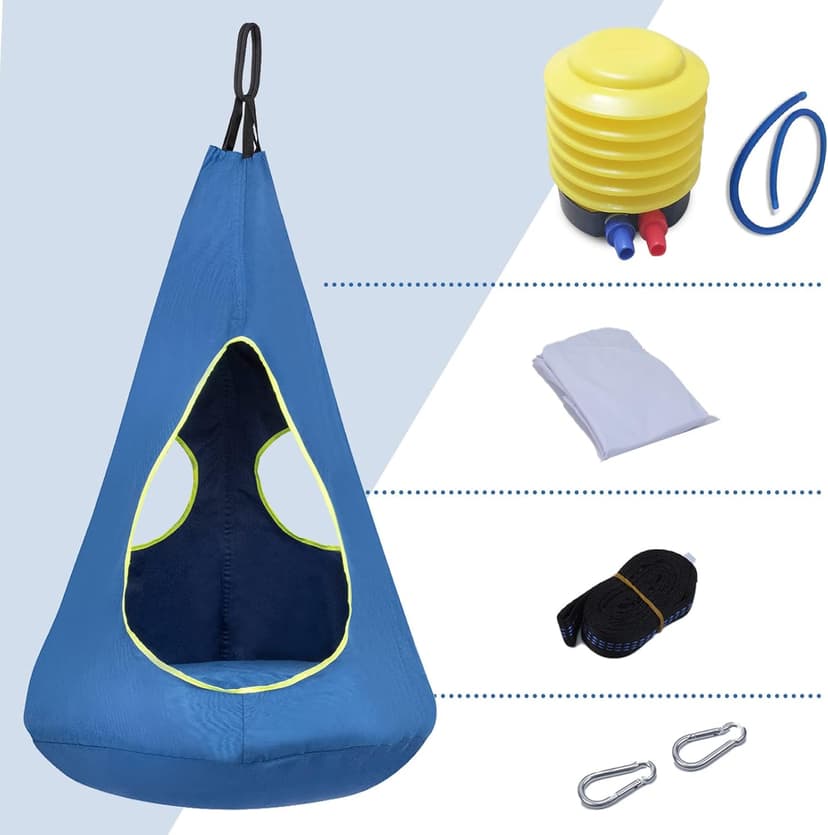 Kids Nest Swing Chair, Hanging Hammock Chair Nest Hammock Swing Chair for Outdoor and Indoor(32" D x 52" H),Detachable Play Tent Swing for Child Sensory Swing for Kids Age from 3-12 Years(Blue)