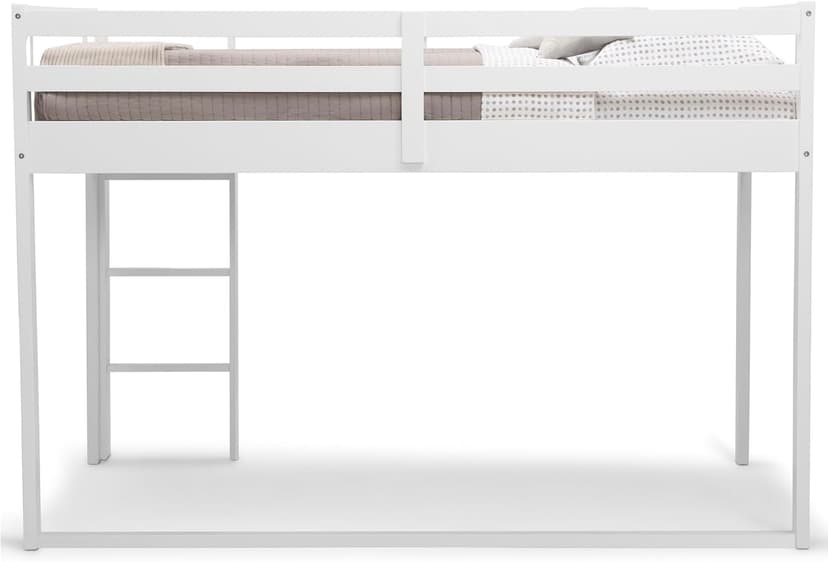 Delta Children Twin Loft Bed with Guardrail and Ladder (Coordinates with Loft Bed Tents Sold Separately), White
