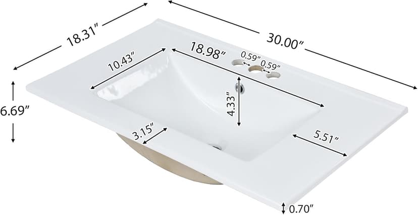 30'' Bathroom Vanity with Single Sink Combo, Modern Bathroom Storage Cabinet with 2 Drawers, 1 Pull Down Drawer and 1 Door, Freestanding Bathroom Vanities, Soft Closing, Solid Wood Frame