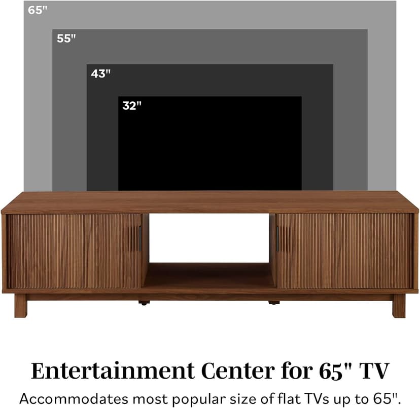 Walker Edison Arundo Fluted TV Stand for TVs up to 65 Inches, 58" TV Stand, Mocha
