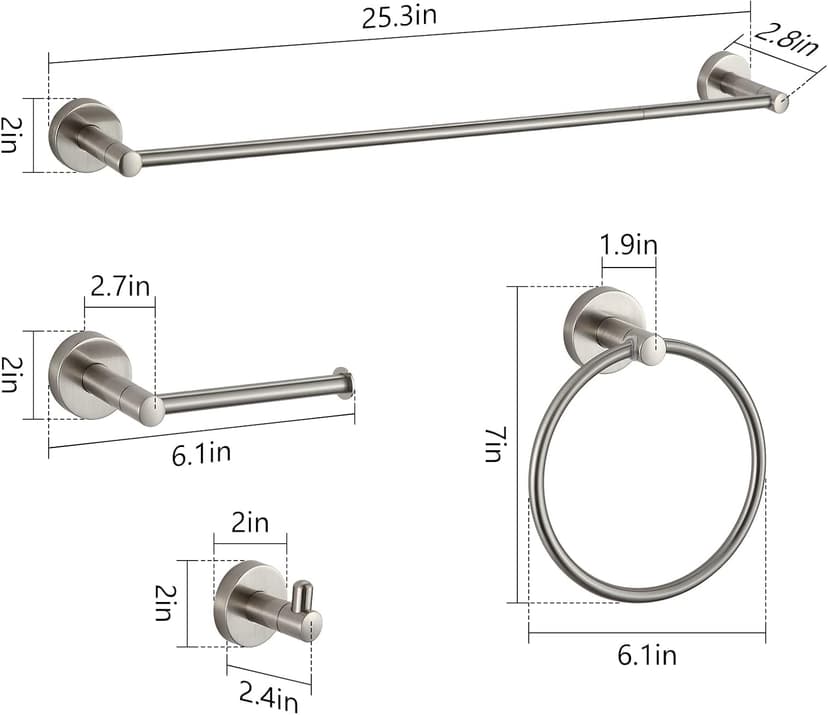 BGL Bathroom Hardware Set Brushed Nickel Bathroom Accessory Set Towel Bar 8 Pieces