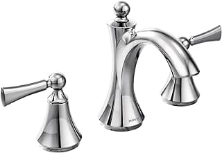 Moen Wynford Chrome Two-Handle Widespread High-Arc Bathroom Faucet with Lever Handles, Valve Required, T4520