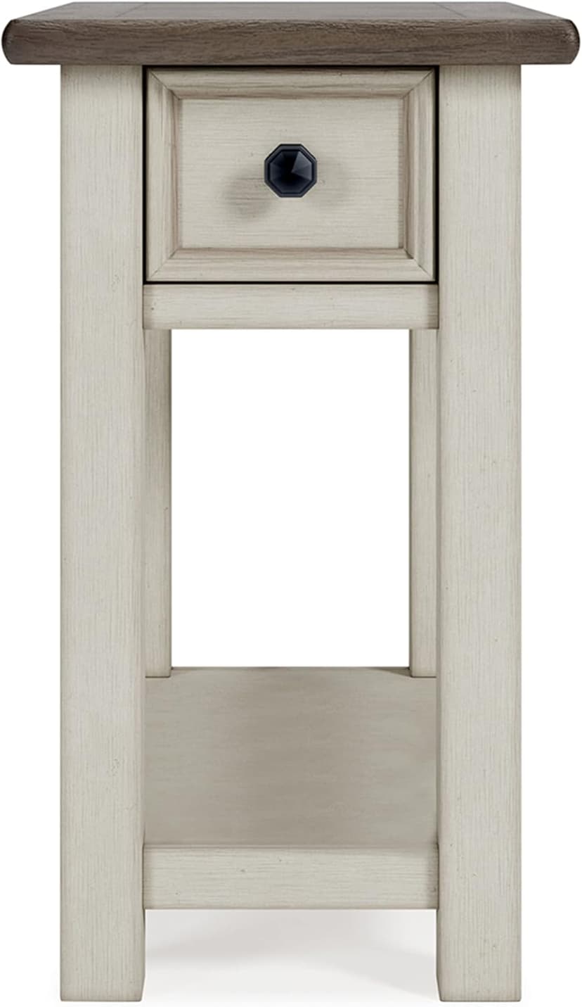 Signature Design by Ashley Bolanburg Farmhouse Chair Side End Table, Light Brown & Whitewash