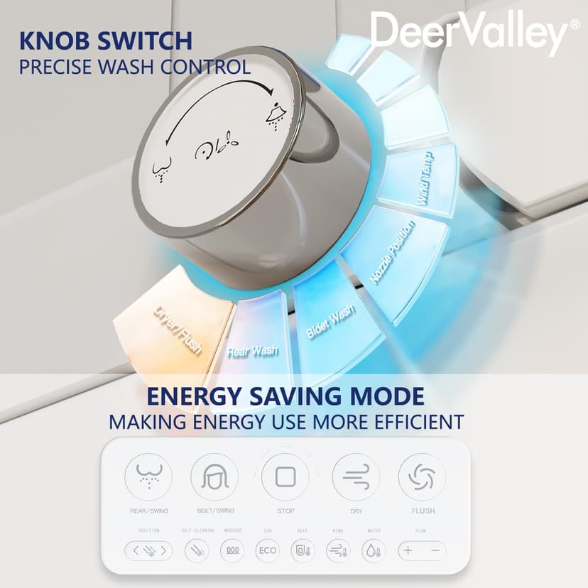 DeerValley Smart Bidet Toilet, One Piece Bidet Toilet for Bathrooms, Toilets with Auto Open/Close Lid, Heated Seat, Warm Dryer, Foot Sensor Operation, Night Light,Tankless Toilets with LED Display
