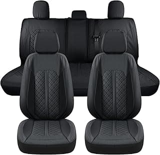 Truckiipa F150 Seat Covers Full Set Leather Waterproof Car Seat Cover Seat Protector Custom Fit for 2015-2024 Ford F150 SuperCrew, 2017-2024 F250 F350 F450 Super Duty Crew Cab, Full Set, Black