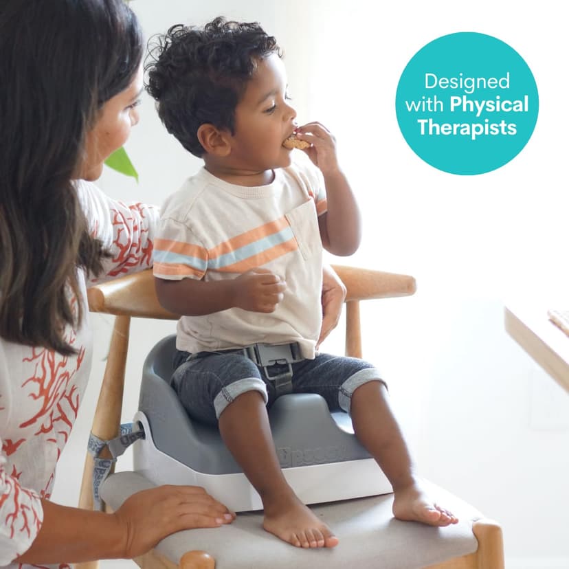 Upseat Boost Ergonomic Toddler Booster Seat for Dining Table, Developed with Physical Therapists to Encourage Posture, 3-Point Harness, Easy to Wipe Clean, and Lightweight Gray