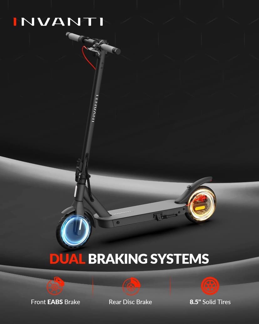 E30 Electric Scooter with Smart APP, 19.9 Miles Range & 18 MPH, 350W Motor, 8.5" Solid Tires, Rear Suspension and Turn Signals, Foldable Electric Scooter for Adults and Teens