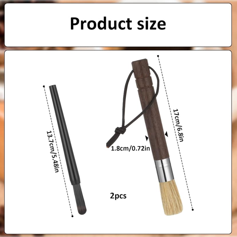2PCS Coffee Brush, Coffee Grinder Cleaning Brush, Espresso Brushes, Coffees Grinder Brushes with Wooden Handles and Natural Bristles for Baristas and Home Kitchens.