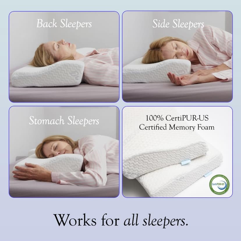 Dosaze Contoured Orthopedic Pillow, Queen Size Bed Pillow for Neck Pain Relief - Medium Firm, Bed Pillow for Back, Stomach and Side Sleepers, CertiPUR-US/Oeko-Tex