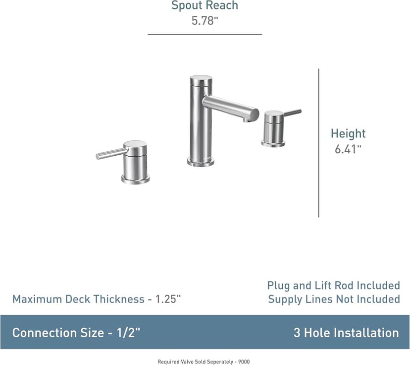 Moen Align Brushed Gold Two-Handle Three-Hole Modern Widespread Bathroom Faucet Trim Kit, Valve Required, T6193BG