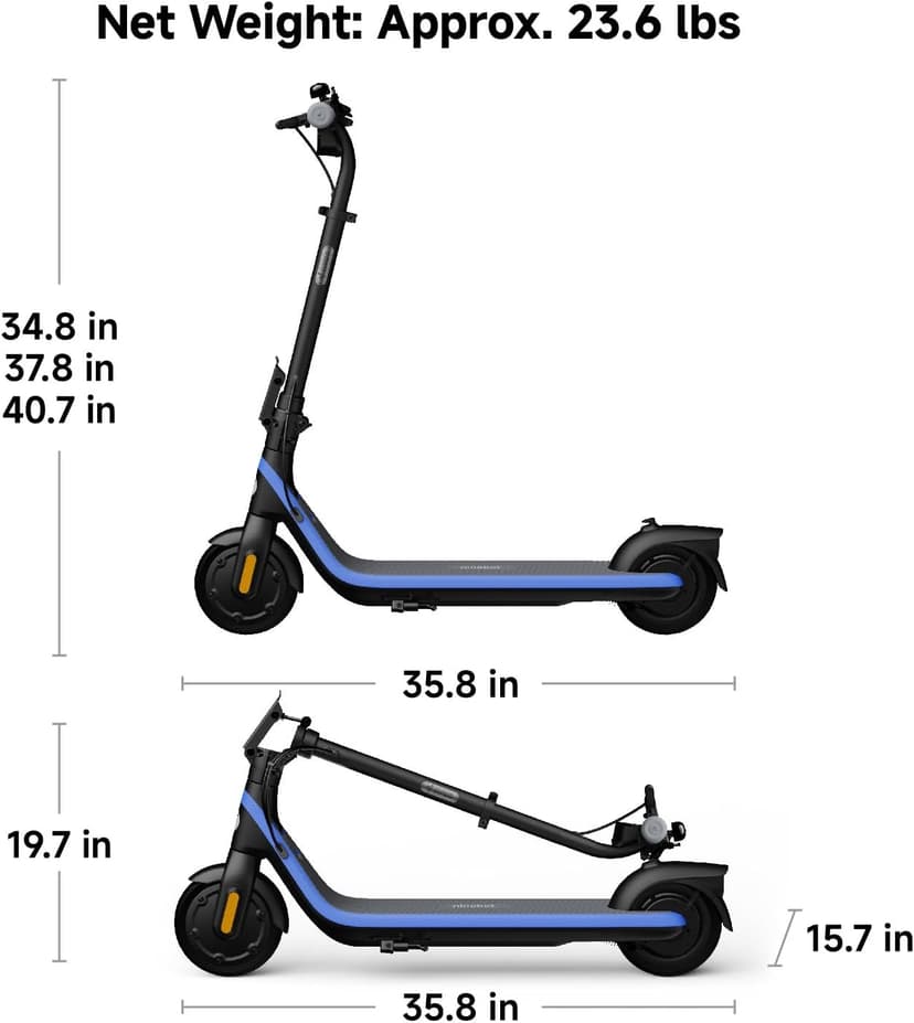 Segway Ninebot eKickScooter - Electric Scooter for Kids 6-14, w/t Adjustable Handlebar Height (Only C2 Pro) for Riders up to 132 lbs, Includes New Cruise Mode, UL-2272 Certified