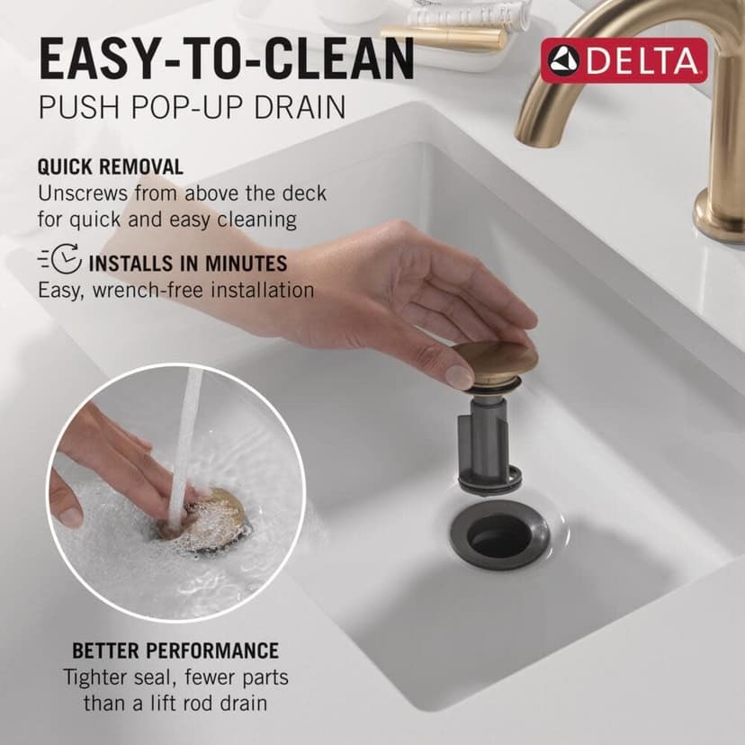 Delta Nicoli Brushed Gold Bathroom Faucet 3 Hole, 8 Inch Widespread Bathroom Sink Faucet for Vanity, Push-Pop Drain Assembly, Champagne Bronze 35894LF-CZ