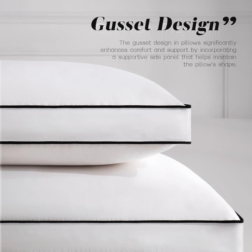 Feather Down Pillows King Size Set of 2 with Gusset, Luxury Hotel Collection Bed Pillow 2 Pack, Down Surrounded Pillows for Sleeping, Soft Fluffy for Side, Back Sleepers 20x36 in.