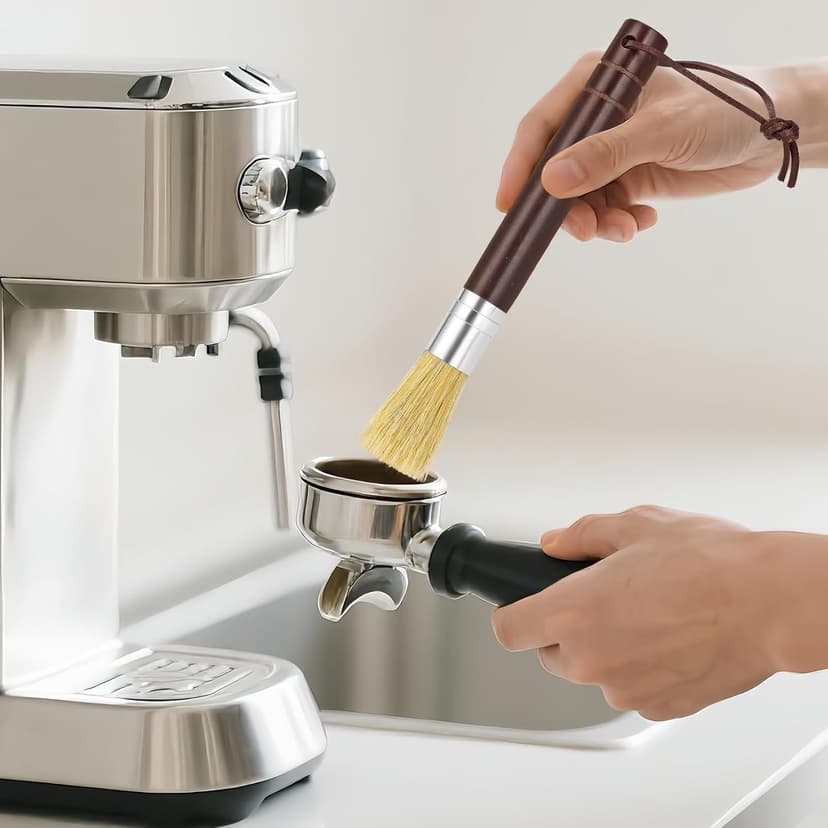 Coffee Grinder Cleaning Brush, Espresso Machine Brush Cleaner Tool with Wooden Handle and Natural Bristles for Barista Home Kitchen