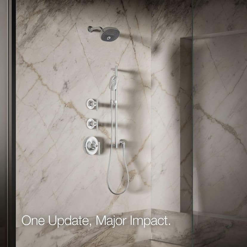 KOHLER 26290-CP Statement Three-Function SHOWERHEAD, Maximum Spray Performance with Mode Selector Buttons, Polished Chrome, 2.5 GPM