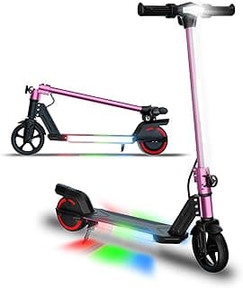 Foldable Electric Scooter for Kids, with Bright Front LED Lights,Shining Pedal Lights, LED Display, Dual Brakes 150W Motor Kids Electric Scooter, UL2272 Certified