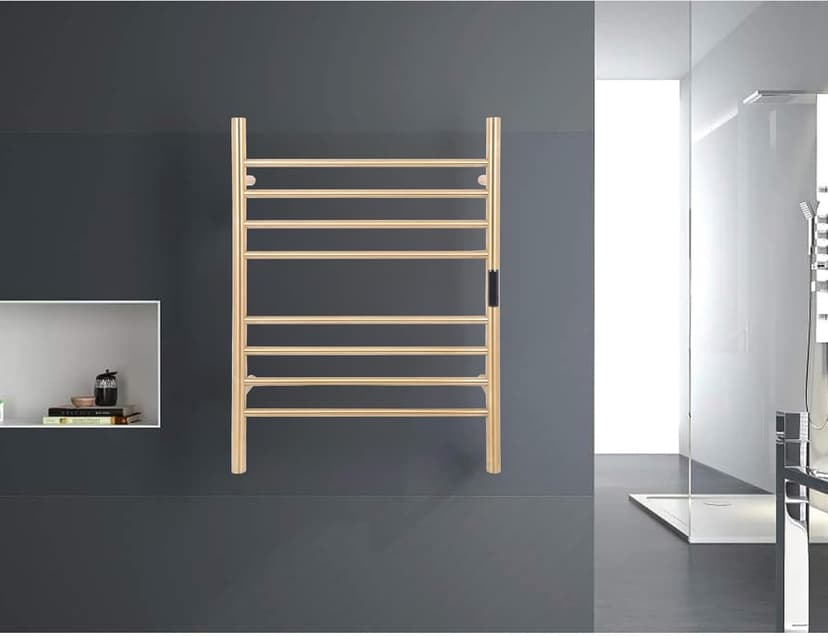 8 Bars Towel Warmer Rack, 23" Electric Wall Mounted Heated Towel Rack, Hot Towel Rails with Timer and Temperature Control for Bathroom, Brushed Gold