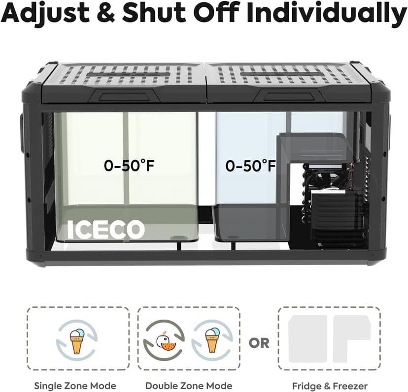ICECO VL75ProD Portable Refrigerator, 12v Dual Zone Fridge Freezer with SECOP, 0°F to 50°F, 79Qt 12V Portable Freezer with Reversible Lid, Car Fridge portable AC/DC For Car, Camping |with Cover