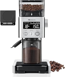 MOKKOM Coffee Grinder with Removable Coffee Scale via Bluetooth Connectivity, Anti-static Conical Burr Coffee Bean Grinder, 31 Precise Settings for French Press/Cold Brew/Pour Over/Drip/Espresso