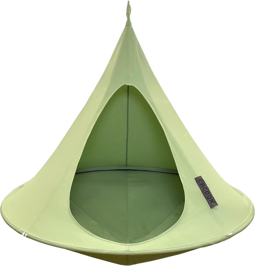 Single Cacoon Hanging Chair – Cozy Indoor/Outdoor Hammock with Polyester Canvas, 440 lb Capacity, Includes 18ft Rope & Carabiner (Leaf Green)