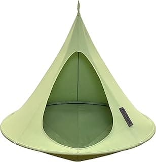 Single Cacoon Hanging Chair – Cozy Indoor/Outdoor Hammock with Polyester Canvas, 440 lb Capacity, Includes 18ft Rope & Carabiner (Leaf Green)