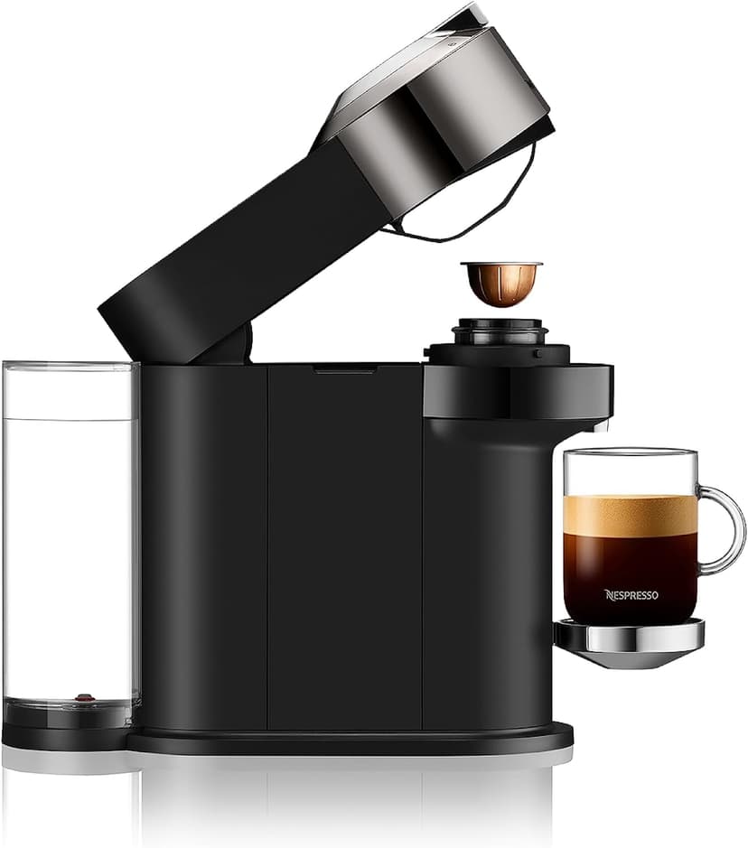 Nespresso Vertuo Next Deluxe Coffee and Espresso Maker, Pure Chrome with Aeroccino Milk Frother,1.1 liter, Black