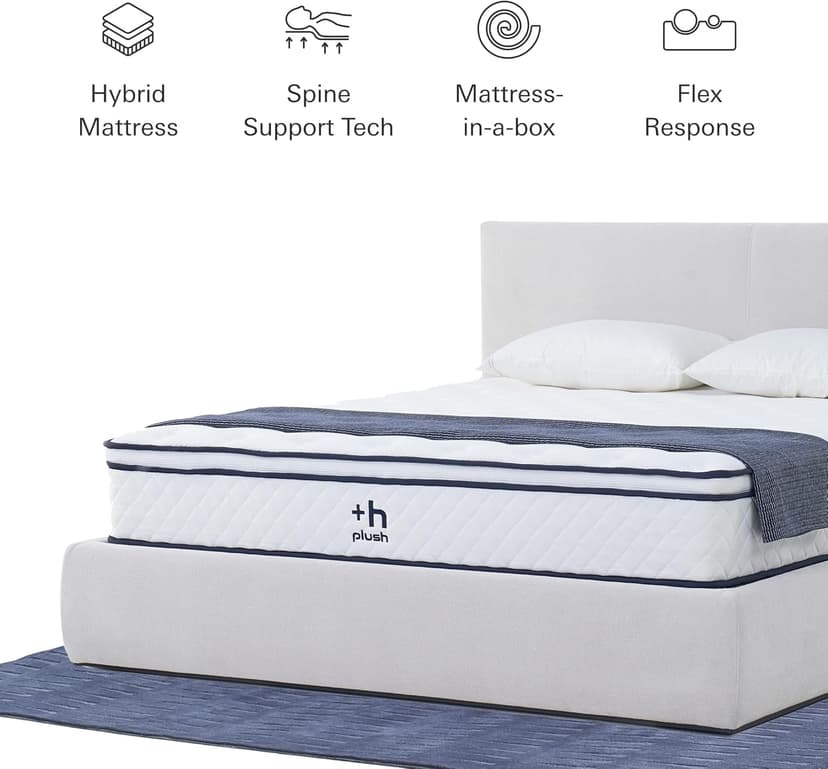Plush Dream King Mattress 12 Inch Hybrid Pocketed Springs - Mattress in a Box with Memory Foam, Soft Plush Feel, Motion Isolation, Multi-Zone Spinal Support