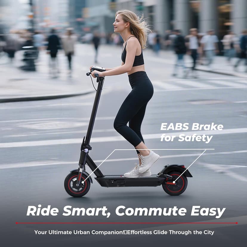 iScooter Electric Scooter Adults, 50/37 Miles Long Range,28 MPH Max Speed, 800W Motor E Scooter Foldable with 10" Pneumatic Tires, Turn Signals, Dual Suspension & Double Brakes, Smart App