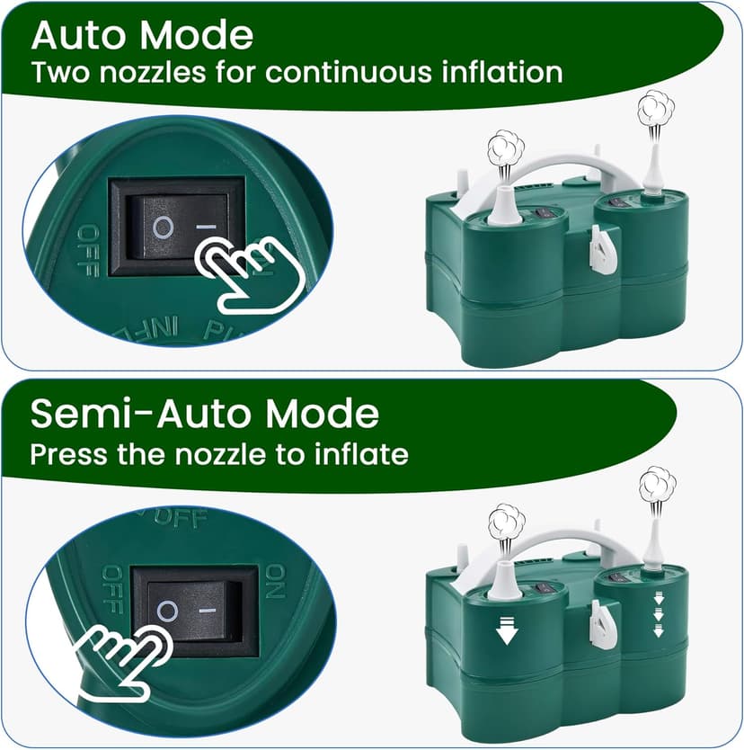 PCFING Balloon Pump Electric, Portable 3-in-1 Air Pump Inflator Blower Machine for Latex 260q Foil All Balloons & Quick-Fill Inflation and Deflation for Air Mattress, Inflatables Pool, Airbeds, Floats