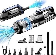 Car Vacuum Portable Cordless, 18000Pa 2 in 1 Cleaner&Air Duster, 130W Brushless Motor Handheld Vacuum Cordless with 7800mAh Battery, LED Light, Multi-Nozzles for Car, Home, Office, Pet