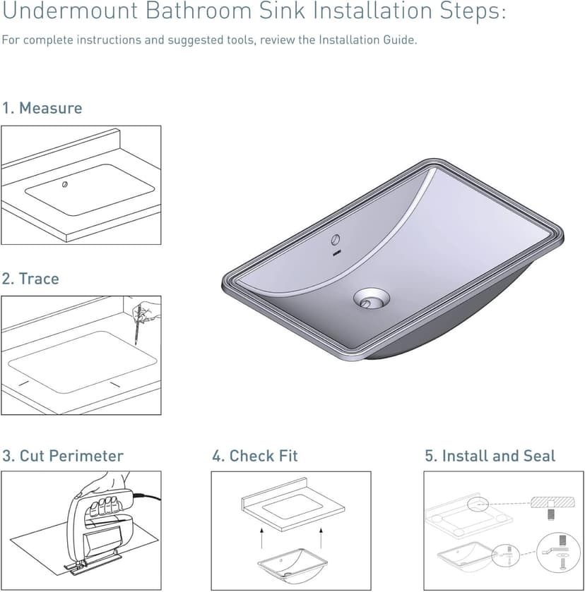 Moen White Vitreous China Undermount Sink, 23.625 X 14.75 X 7 Inch Rectangle Bathroom Sink with a High Gloss Porcelain Finish for Vanity Countertop Placement, BGCW10RU1223