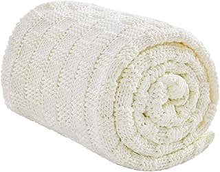 Knitted Weighted Blanket for Adult, No Beads Heavy Blanket 48” x 72'' 12lbs, Breathable Chunky Knit Blanket, Cooling Weighted Blanket for Hot Sleepers, Christmas Home Decor (Ivory White)